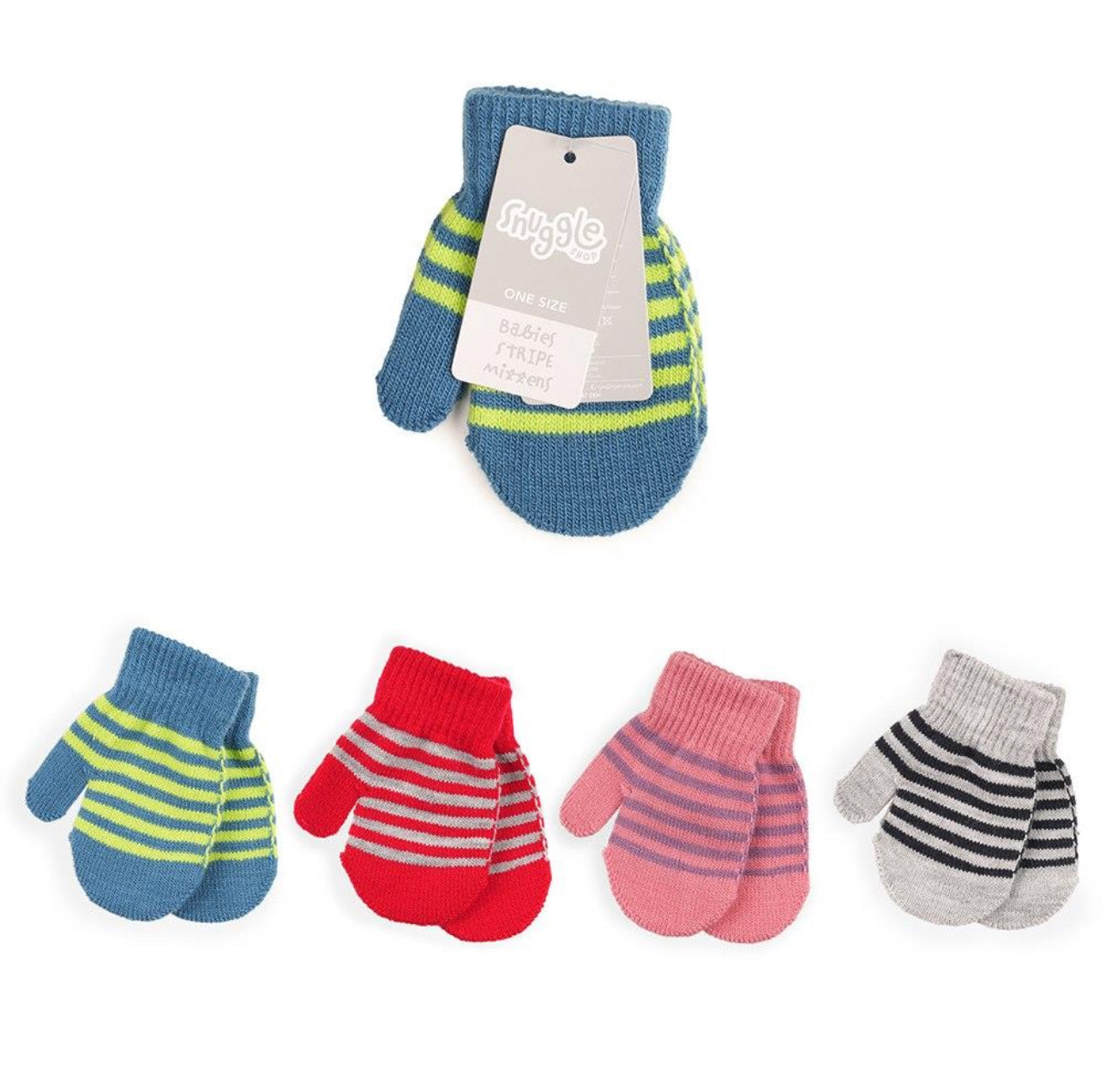 4pk Striped Baby Mittens