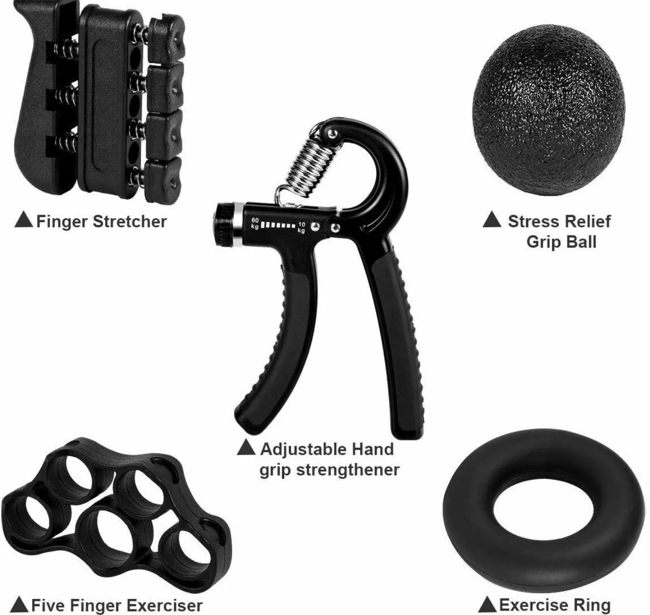 5pc Hand Grip Strengthener Resistance Kit