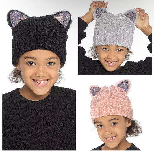 Chenille Cat Ears Beanie Hat