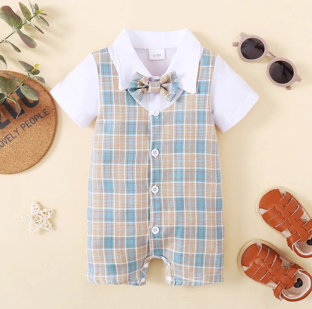 Baby Boy Bow Tie Romper