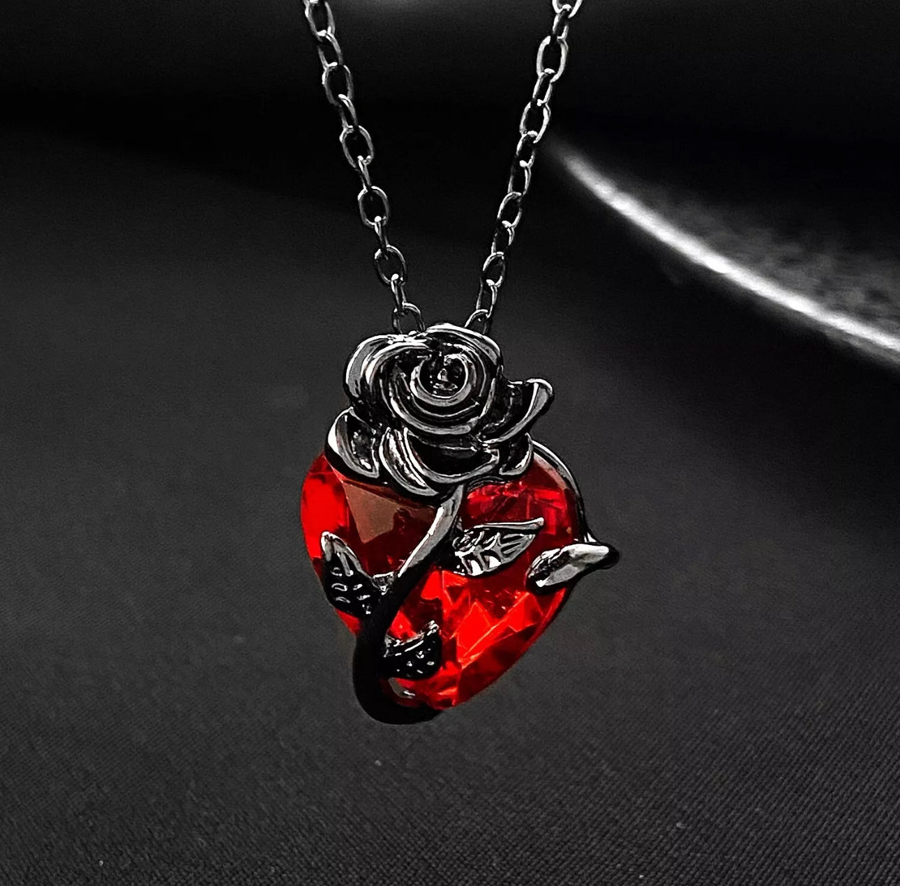Gothic Vampire Rose Necklace