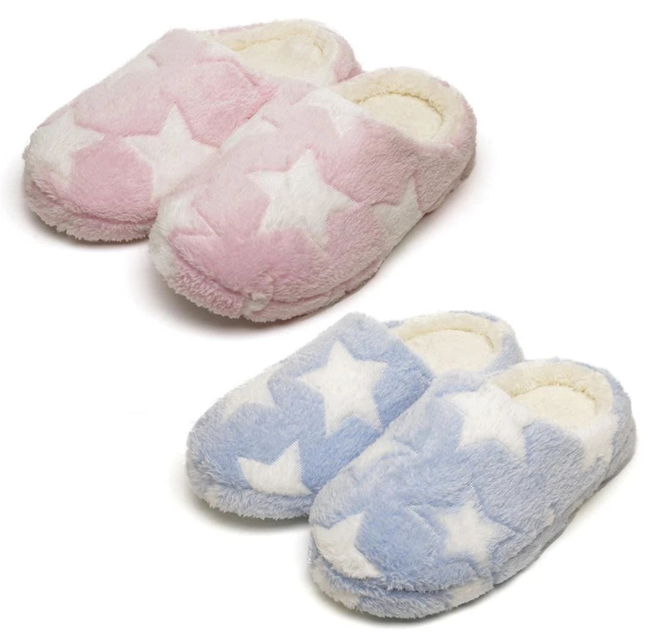 Ladies Plush Star Mule Slippers