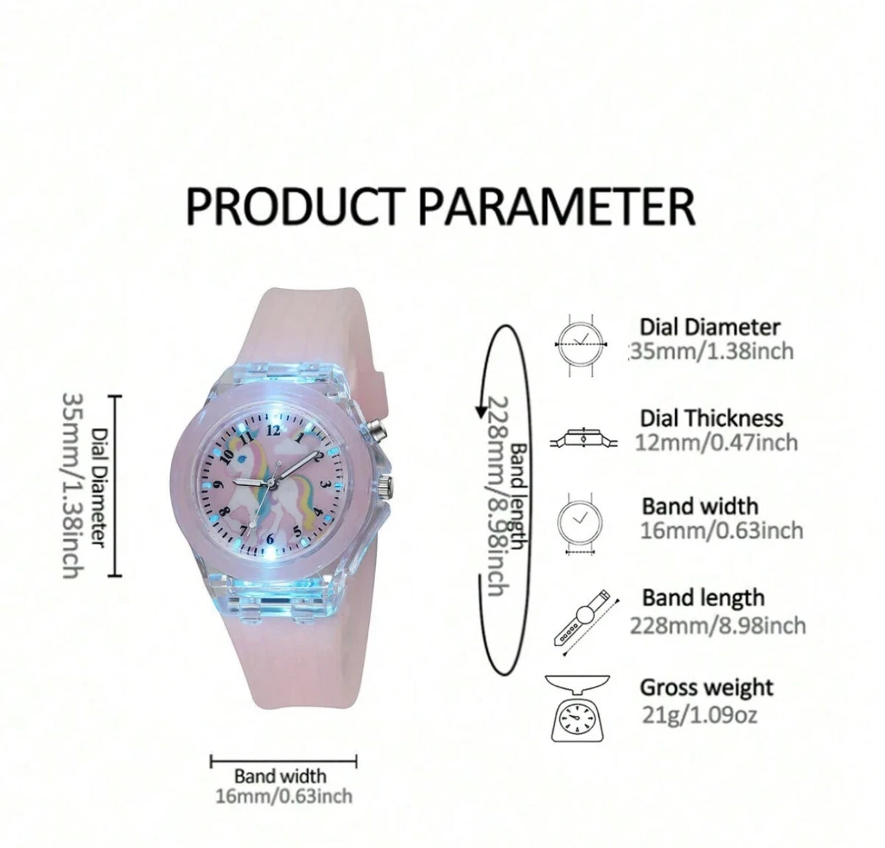Girls 2pc Light Up Wrist Watch & Bracelet Gift Set