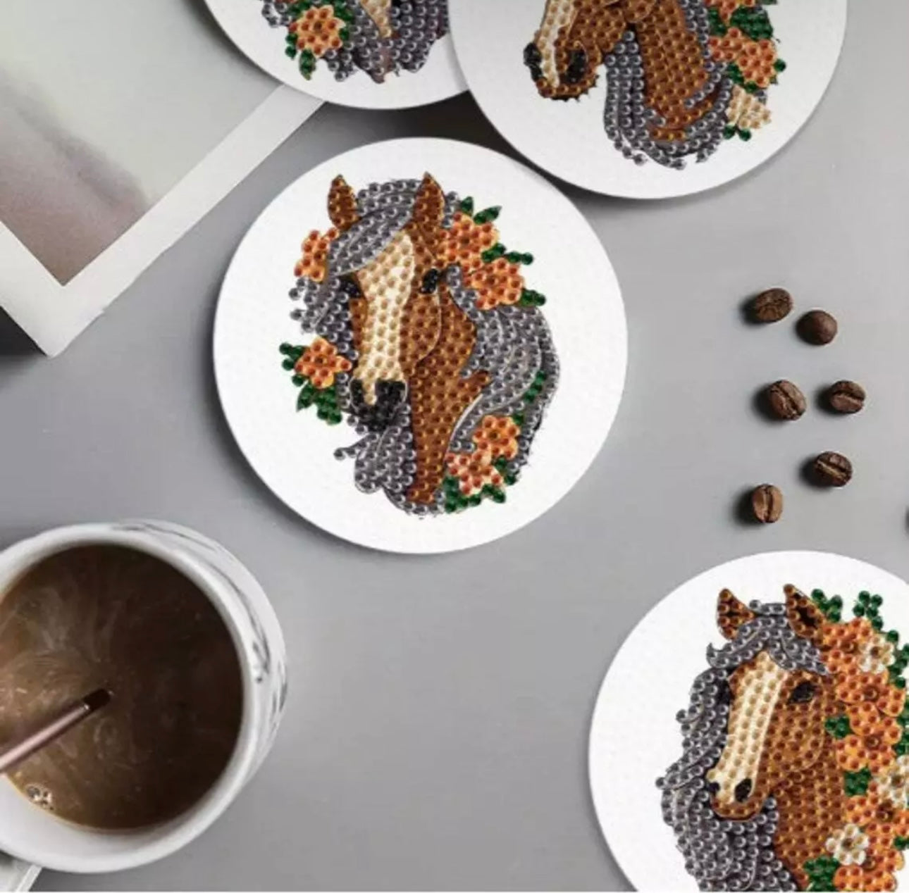 4pcs Horse Diamond Art Coasters