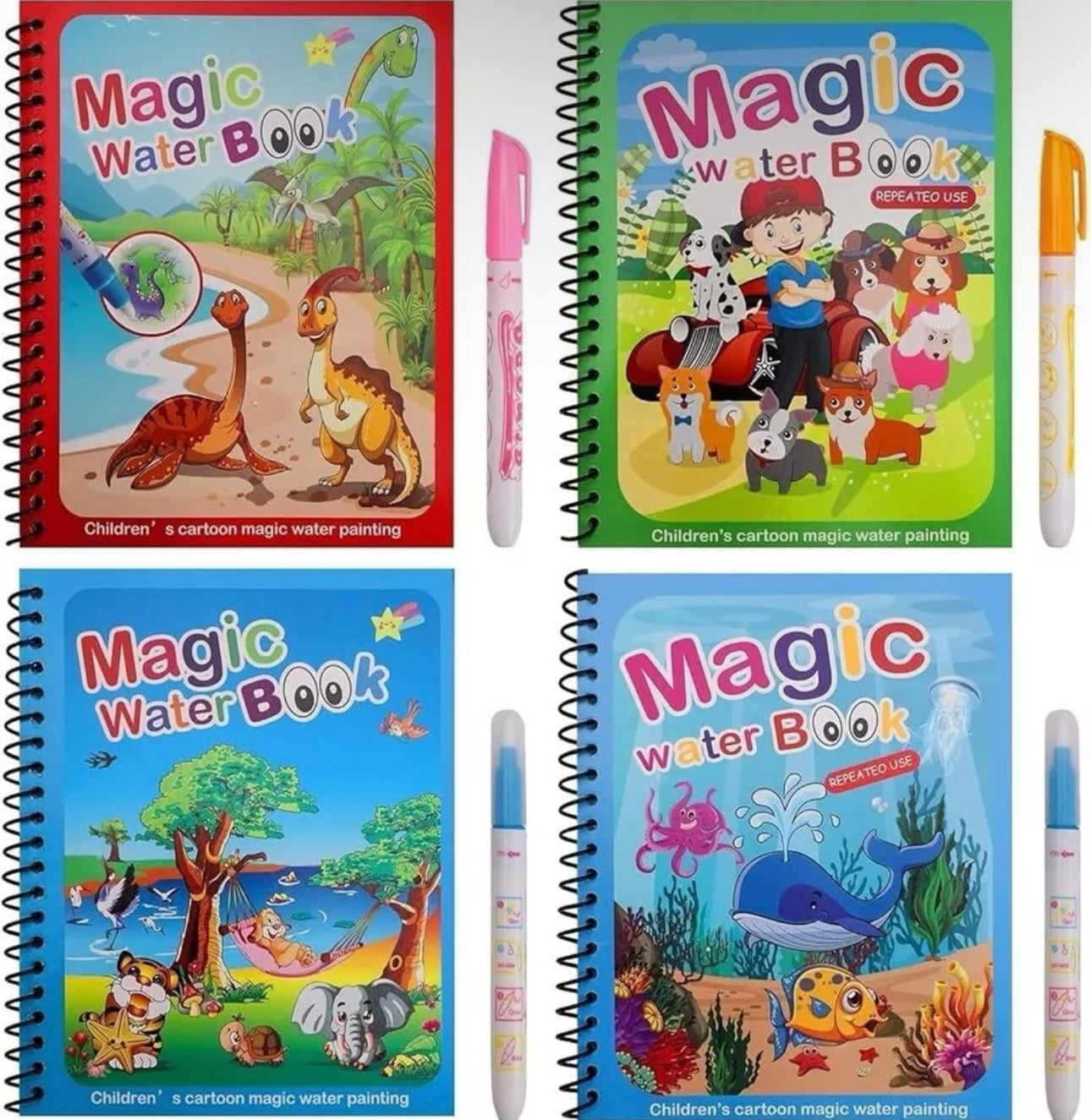 4pk Magic Water Colouring Book Set