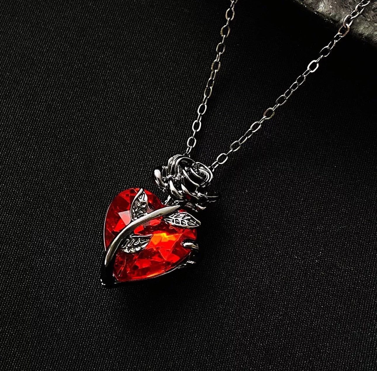 Gothic Vampire Rose Necklace