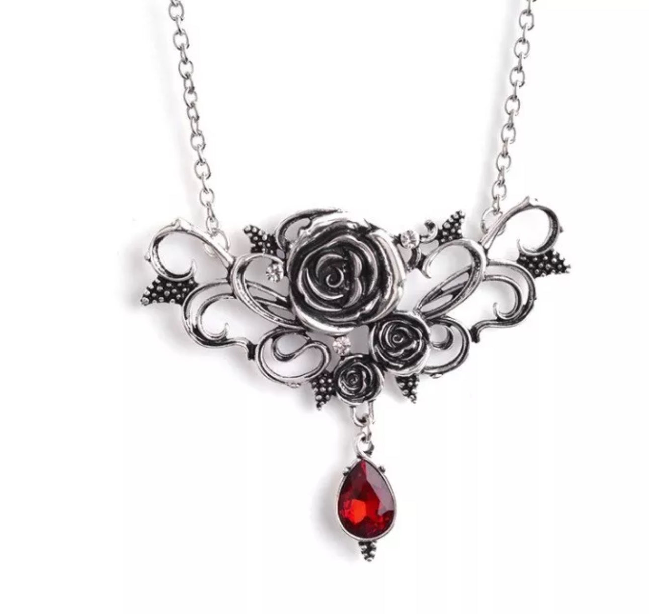 Vampire Rose Teardrop Necklace
