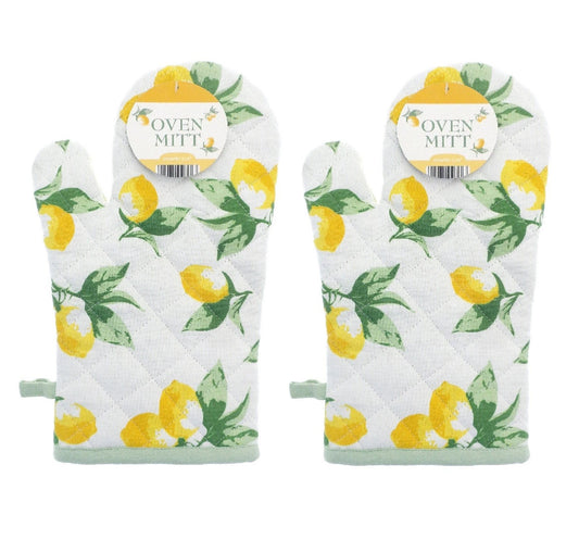 2x Single Oven Mitts (Lemons)