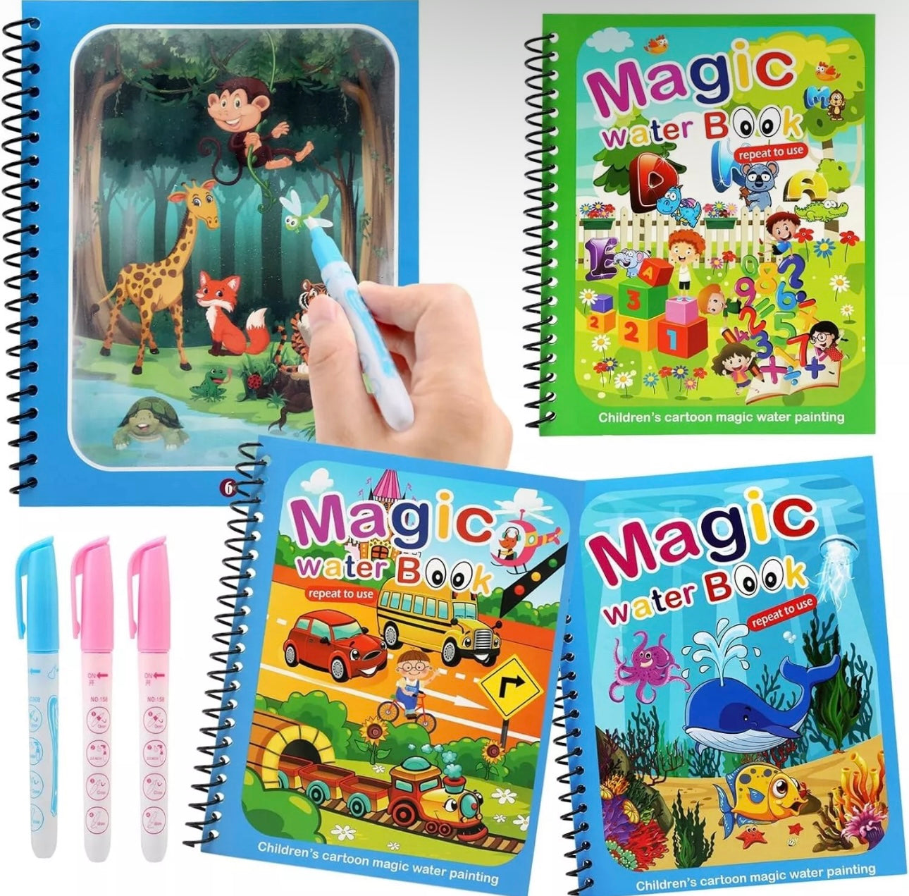 4pk Magic Water Colouring Book Set