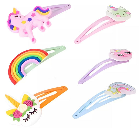 12pk Girls Unicorns & Rainbows Hair Slides