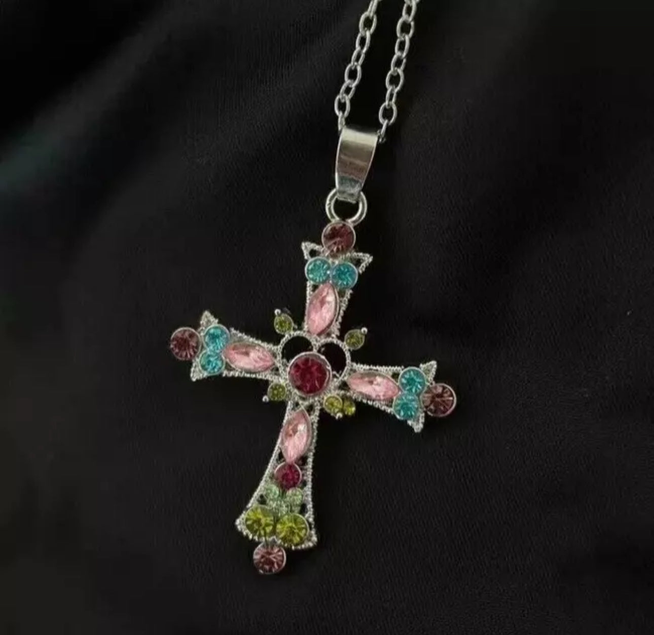 Colourful Crystals Cross Pendant