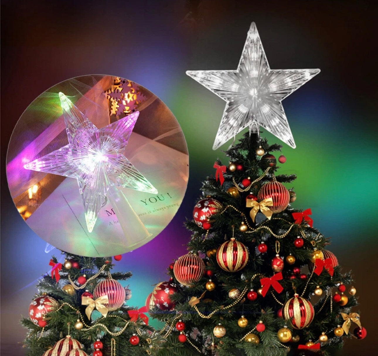 Battery Powered LED Tree Topper Star