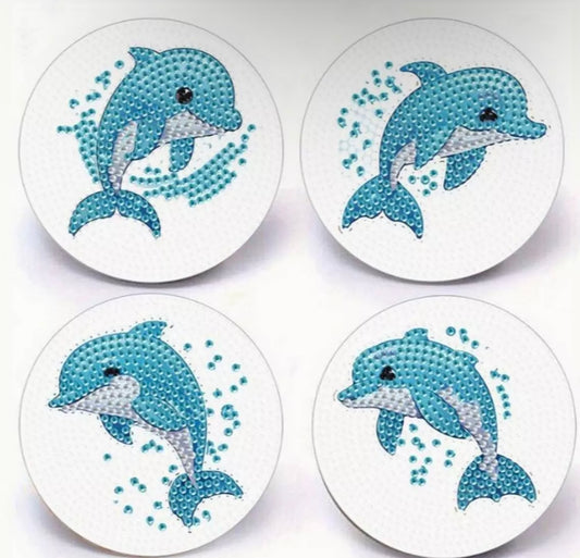 4pcs Dolphin Diamond Art Coasters
