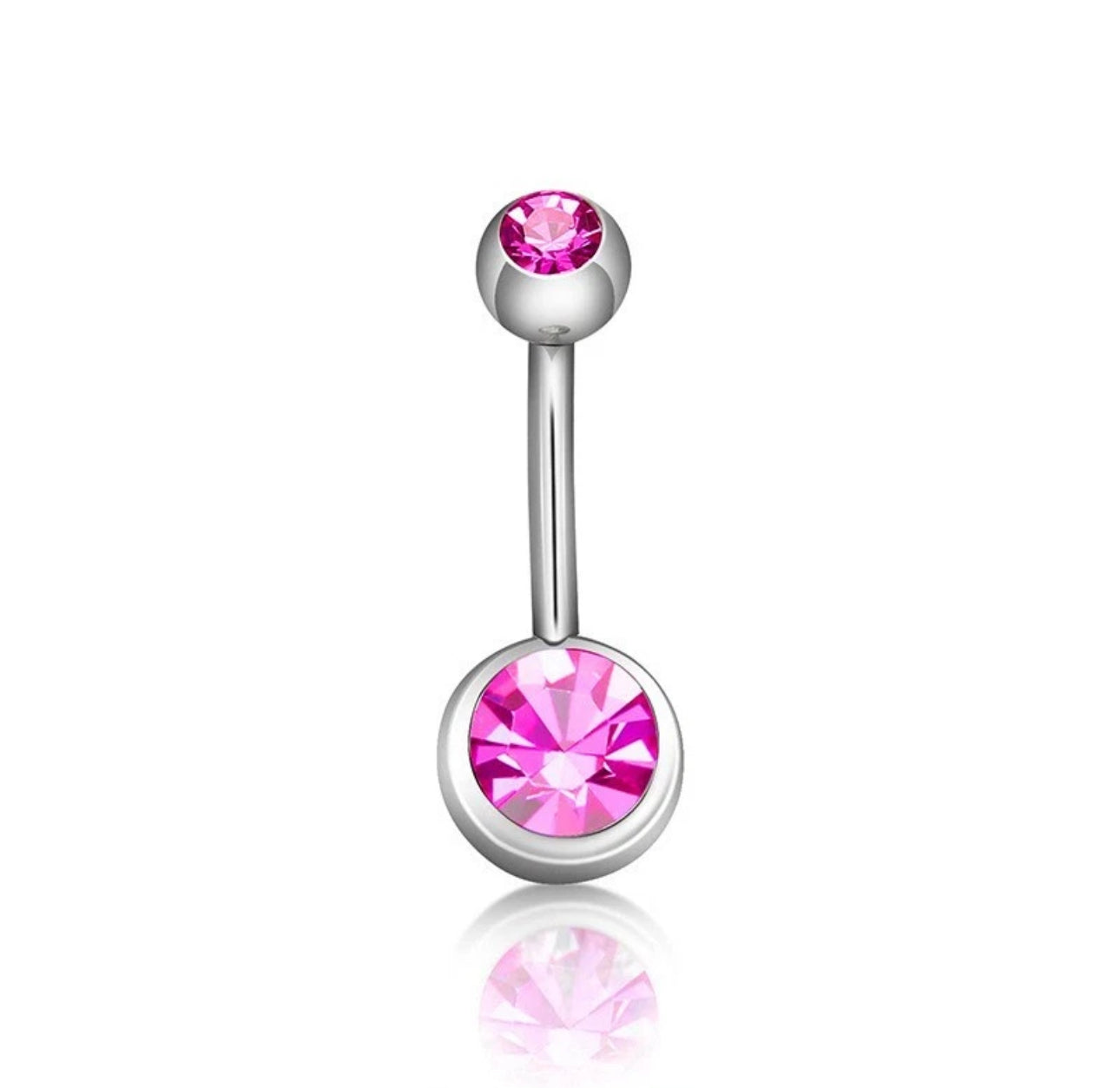 Coloured Crystal Belly Button Bar