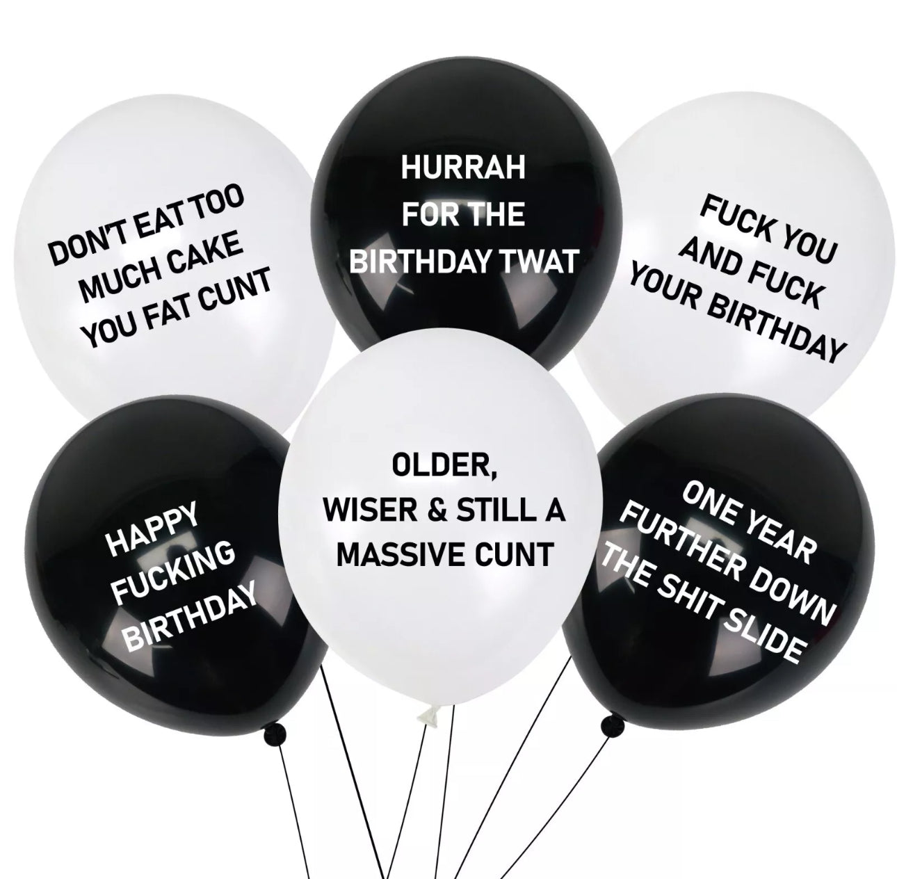 Naughty Birthday Balloons 6 pack