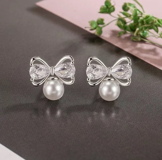 925 Sterling Silver Butterfly Pearl Gemstone Stud Earrings