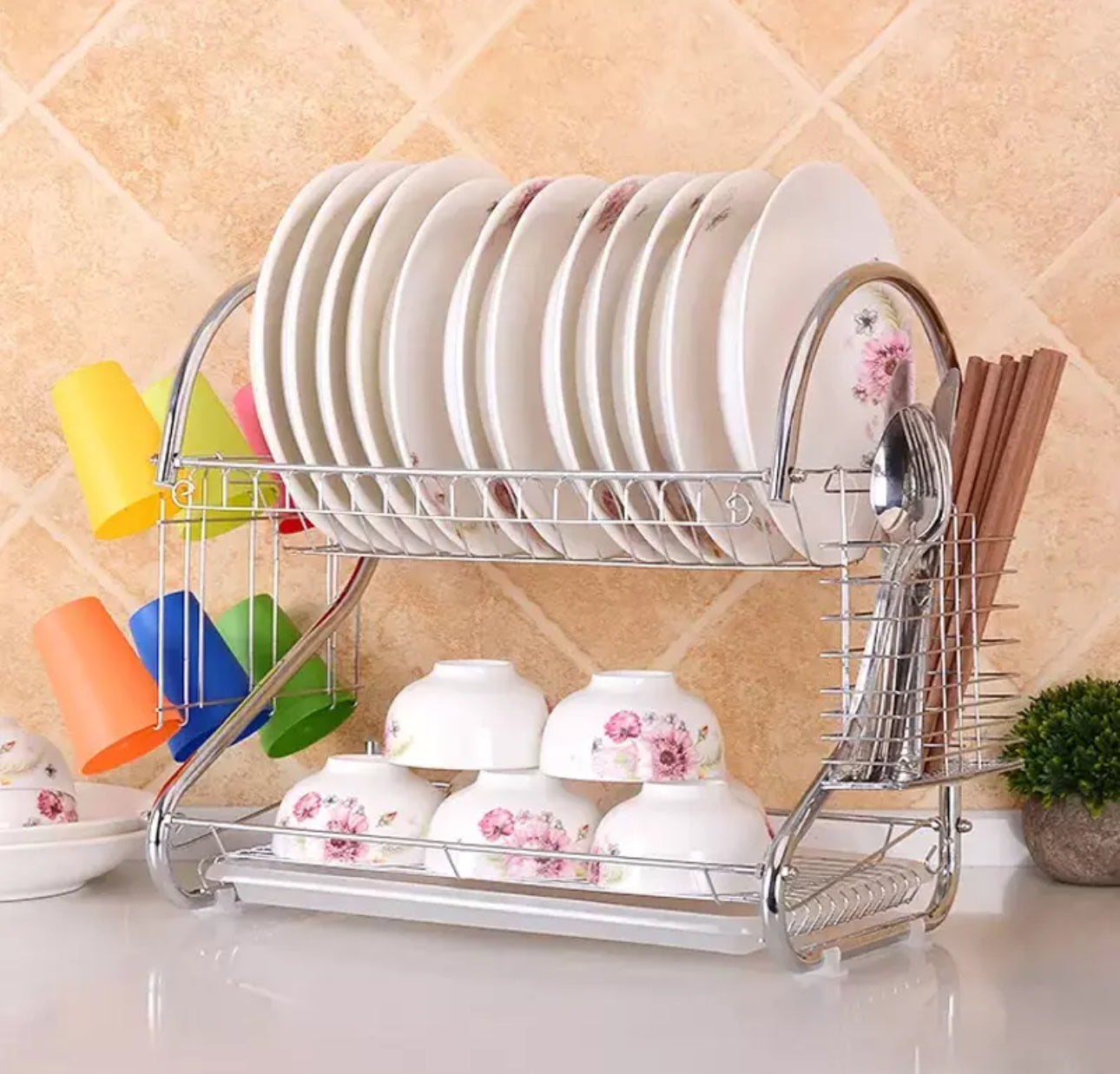 2 Tier Dish Drainer Rack