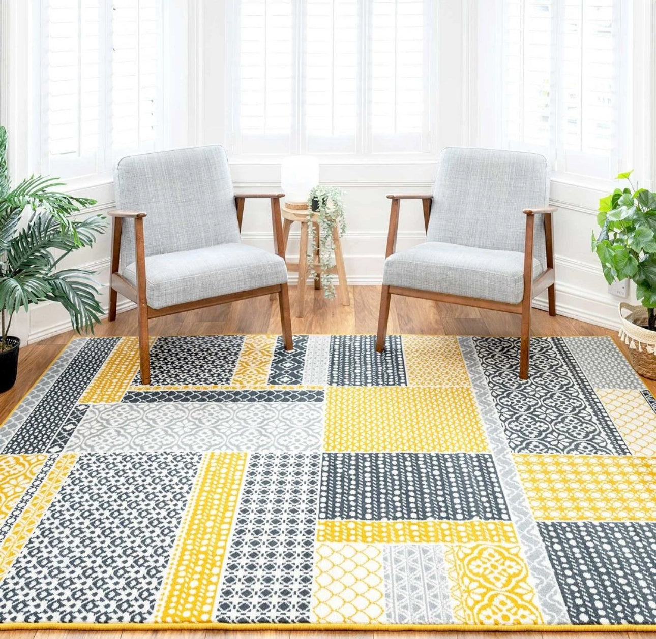 Yellow/Grey Modern Patchwork Rug