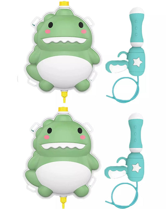 Set of 2 Dinosaur Pump Action Water Blaster Backpacks