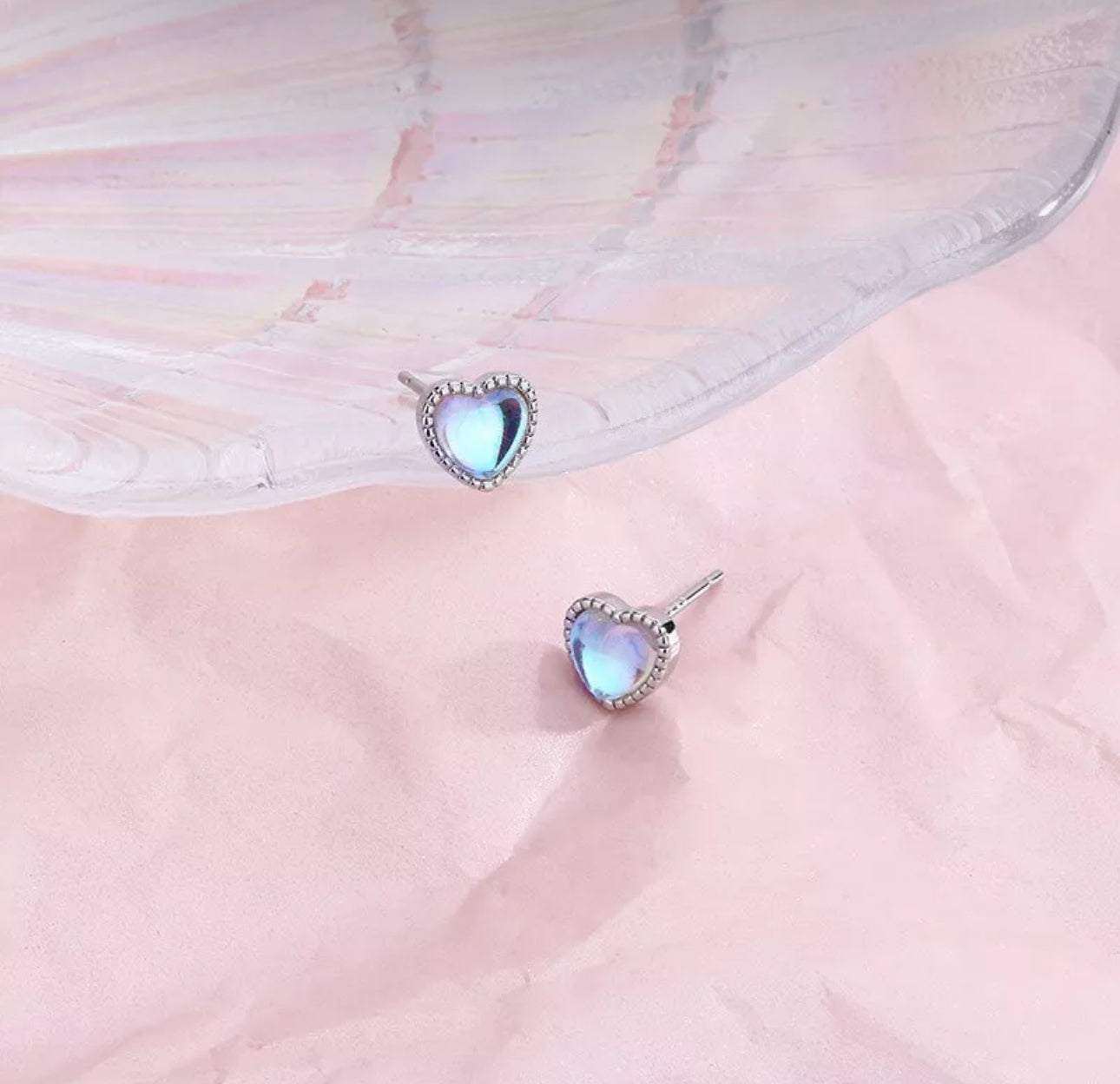 Heart Moonstone Earrings