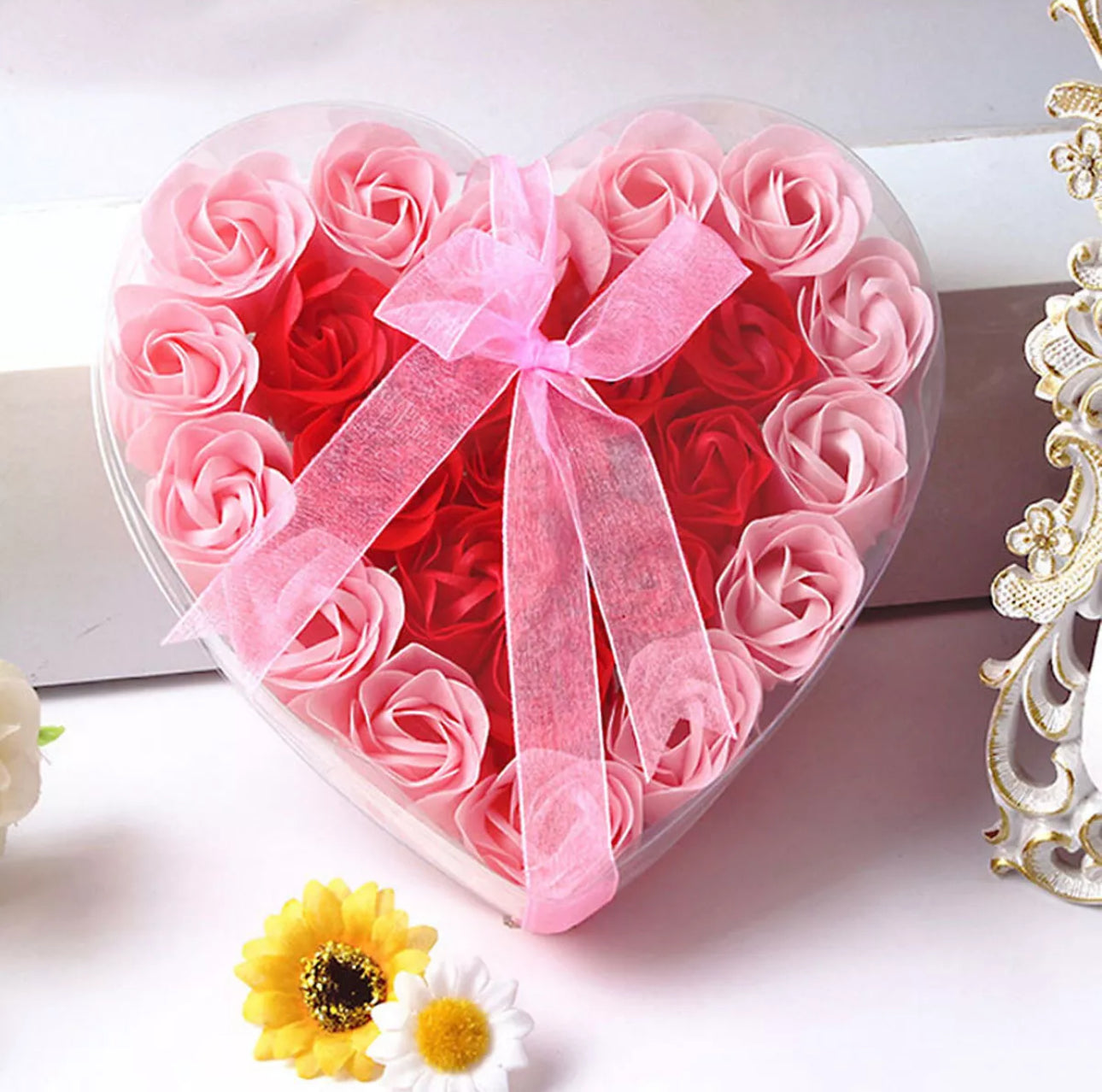 24pc Romantic Soap Flower Heart Shaped Gift Box