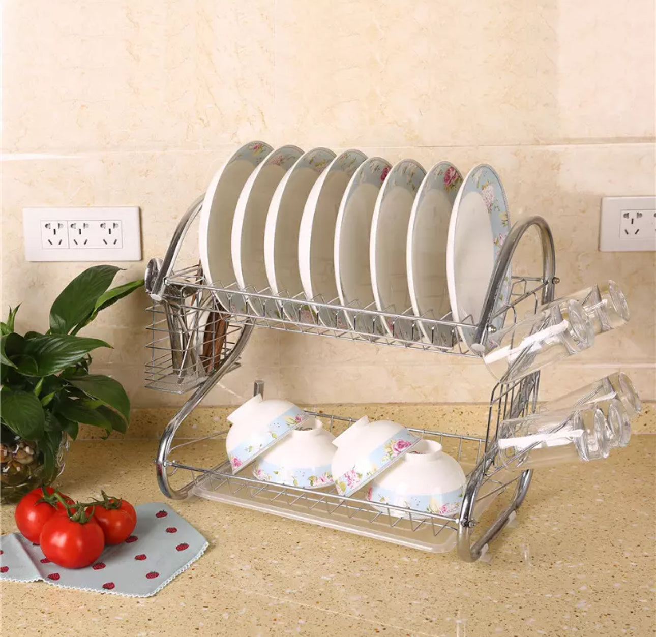 2 Tier Dish Drainer Rack