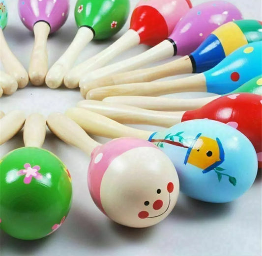 10pc Colourful Wooden Maracas Set