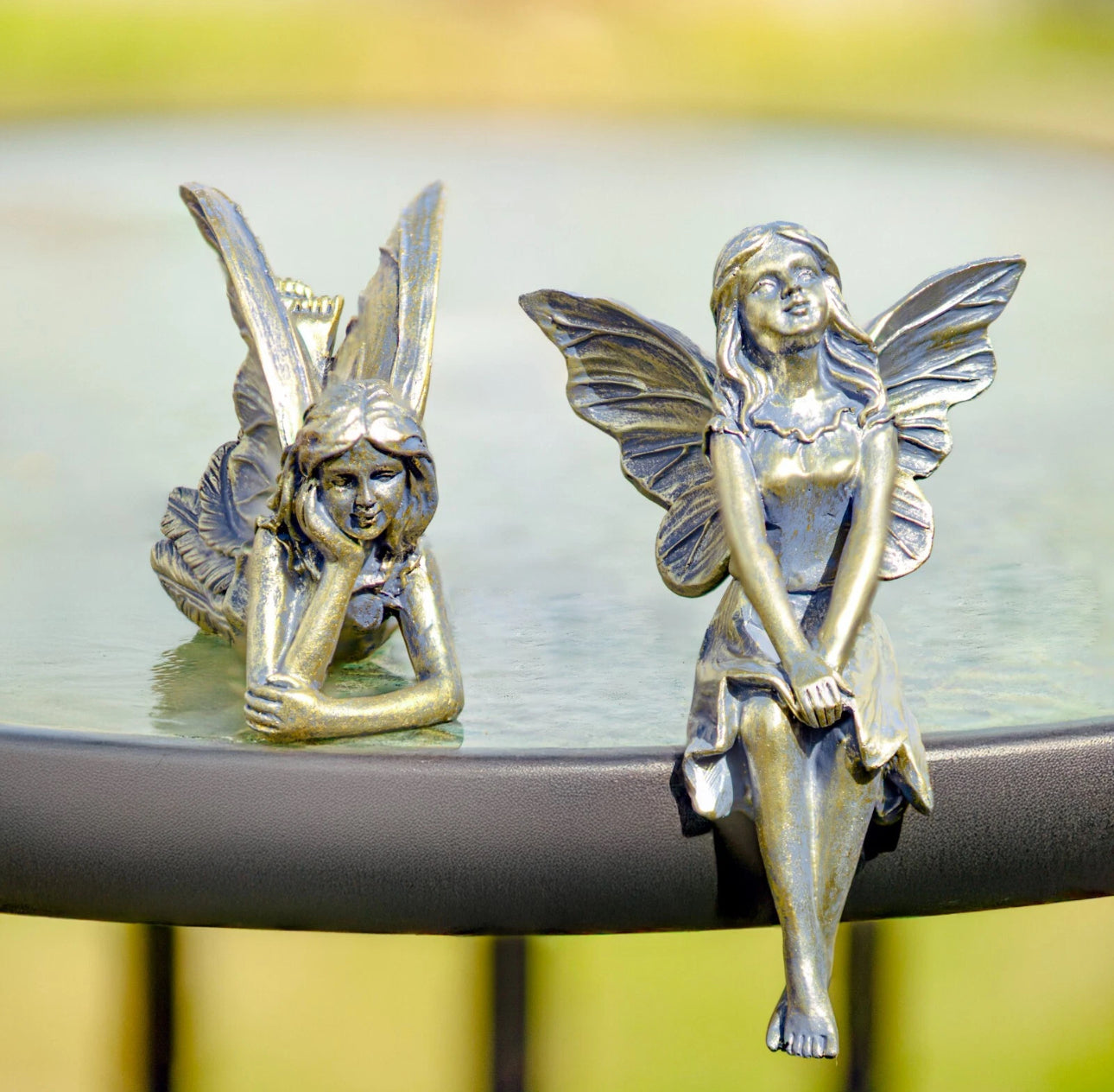 2pc Bronze Garden Fairies