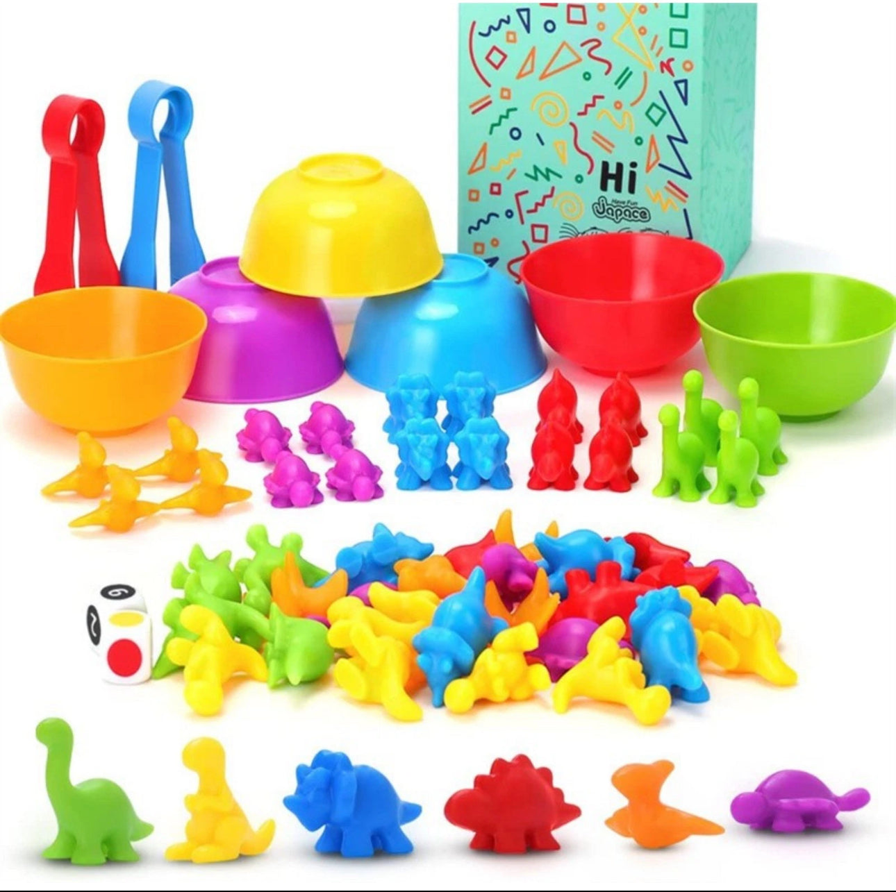 58pc Multi Coloured Dinosaur Sorting Activity Set