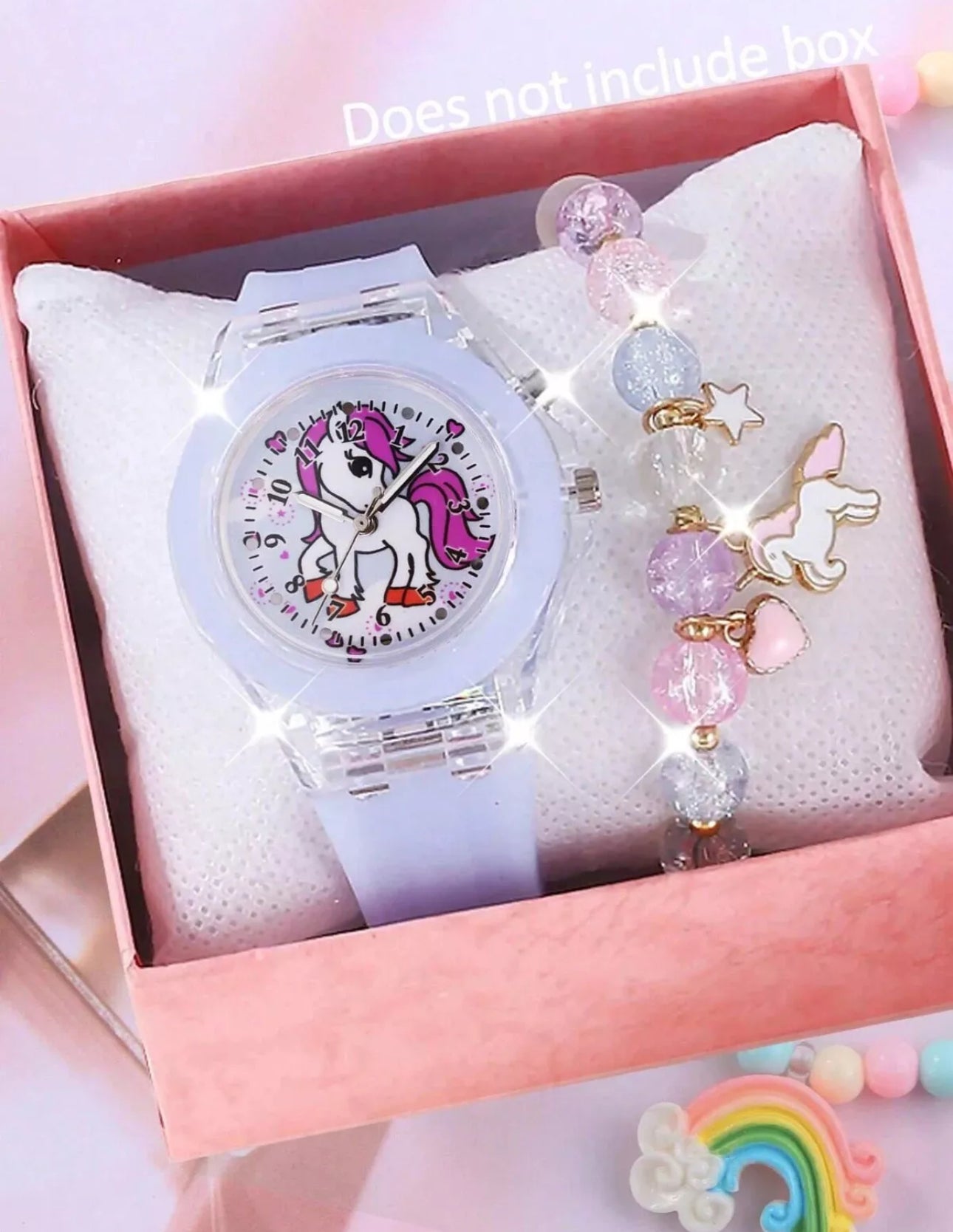 Girls 2pc Light Up Wrist Watch & Bracelet Gift Set