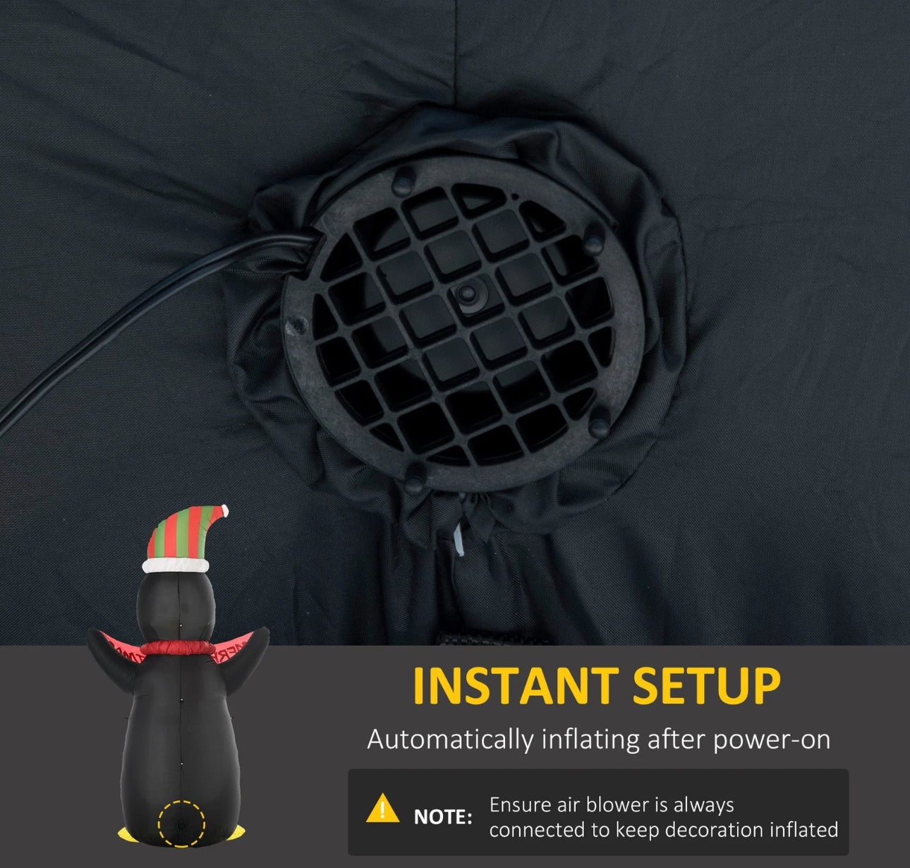 8ft Inflatable Penguin With Christmas Banner