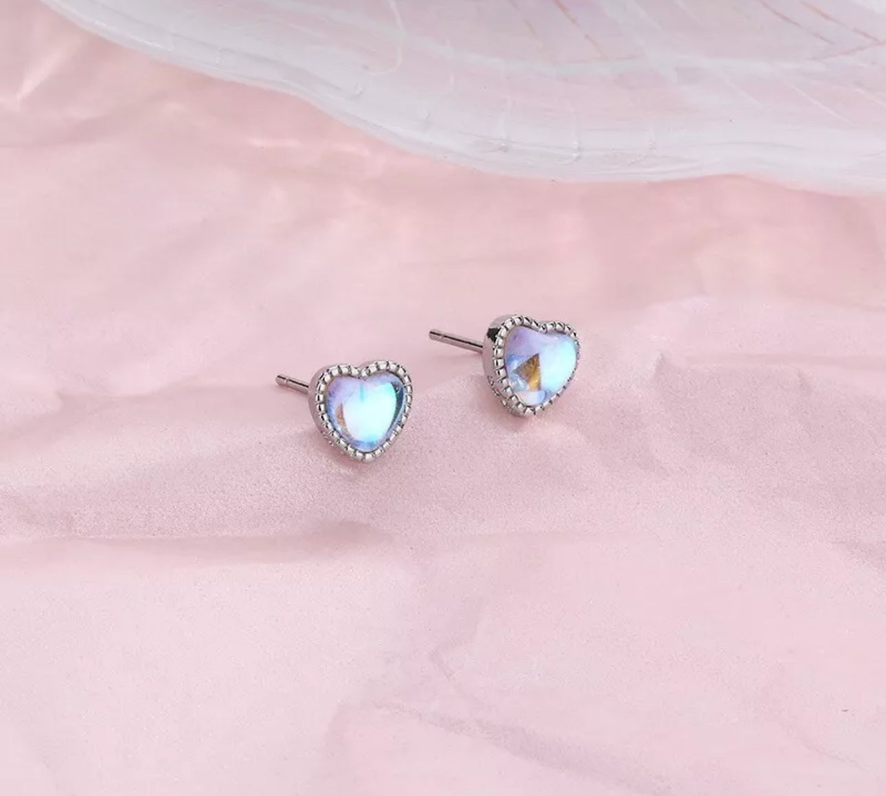 Heart Moonstone Earrings