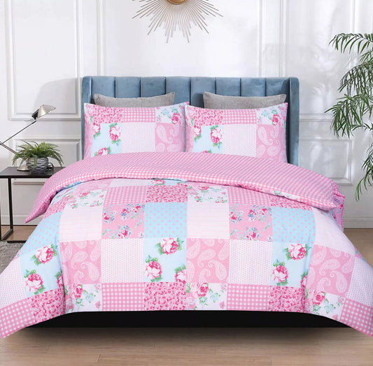 Pink Floral Patchwork Double Duvet