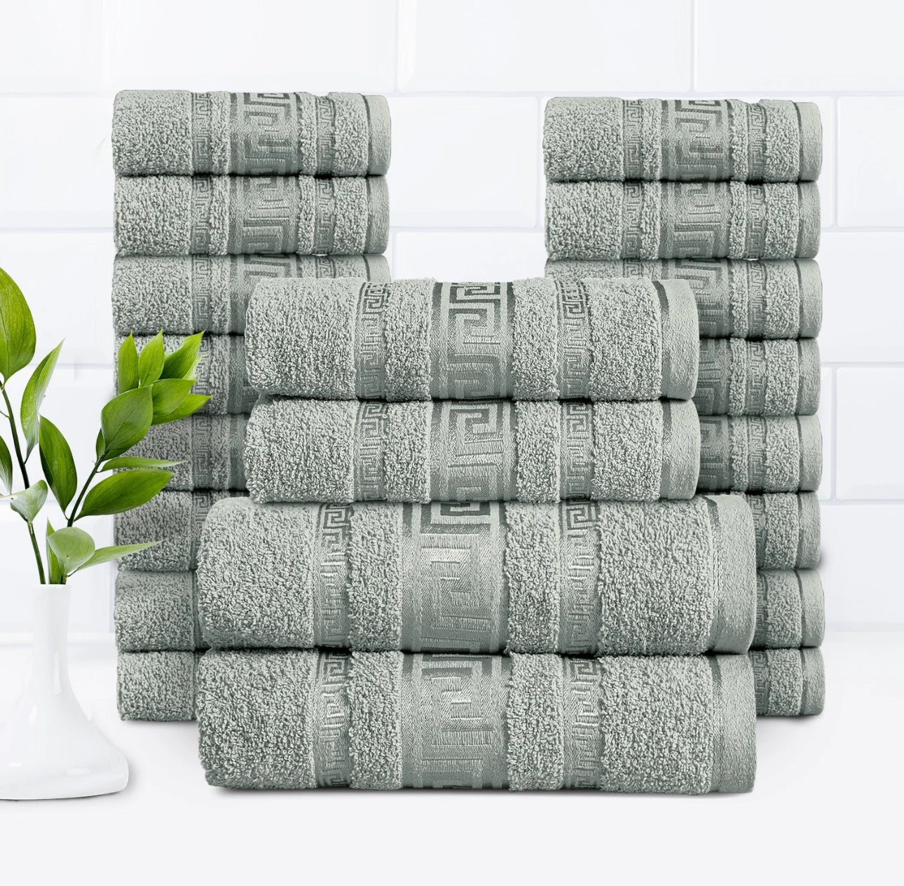 20pc Greek Key Bathroom Towel Bale