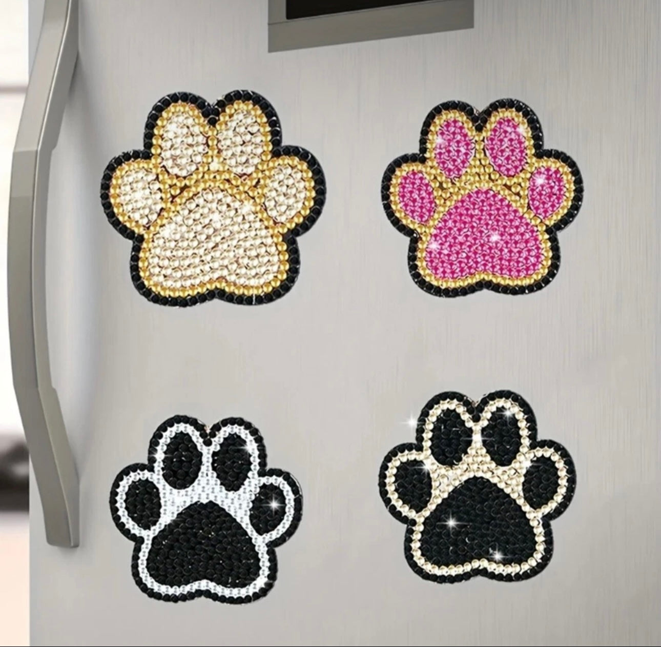 8pcs Paw Print Diamond Art Fridge Magnets