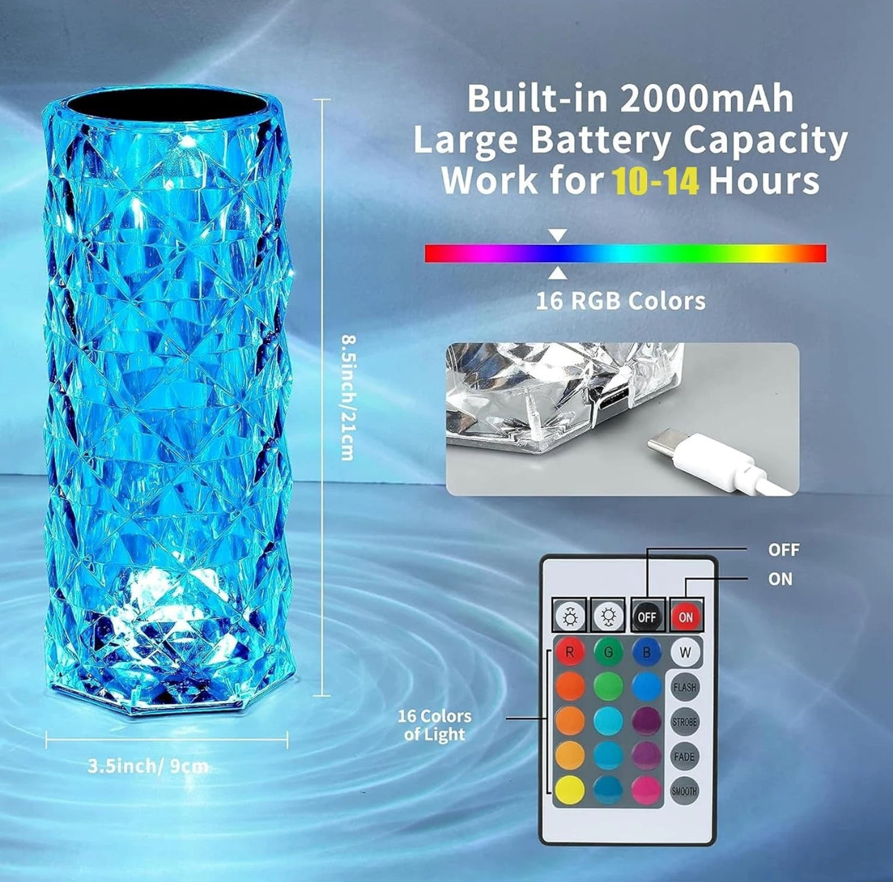 Colour Changing Crystal Rose Table Lamp