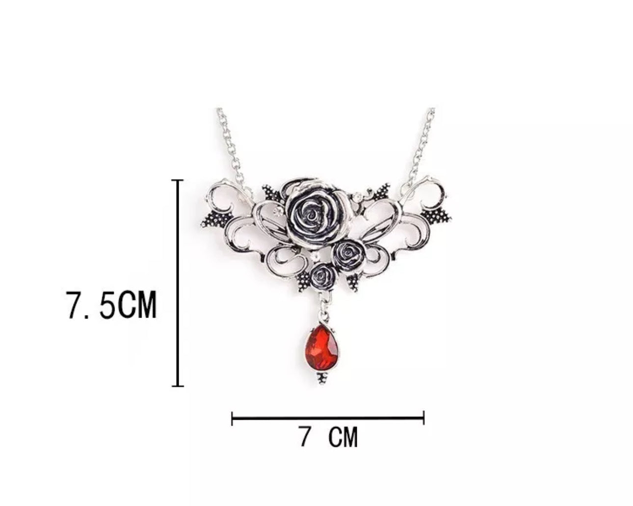 Vampire Rose Teardrop Necklace