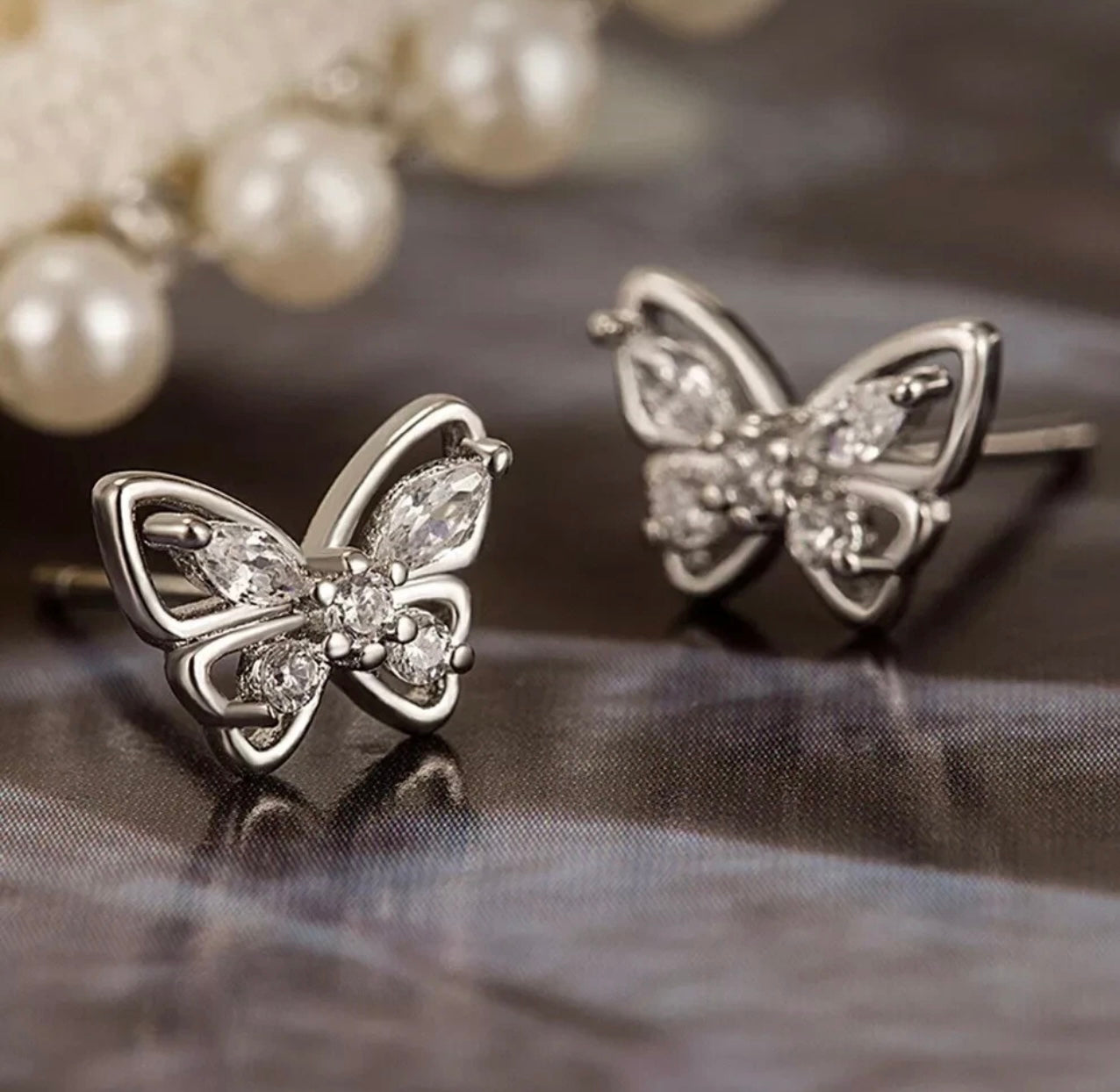 Gemstone Butterfly Earrings