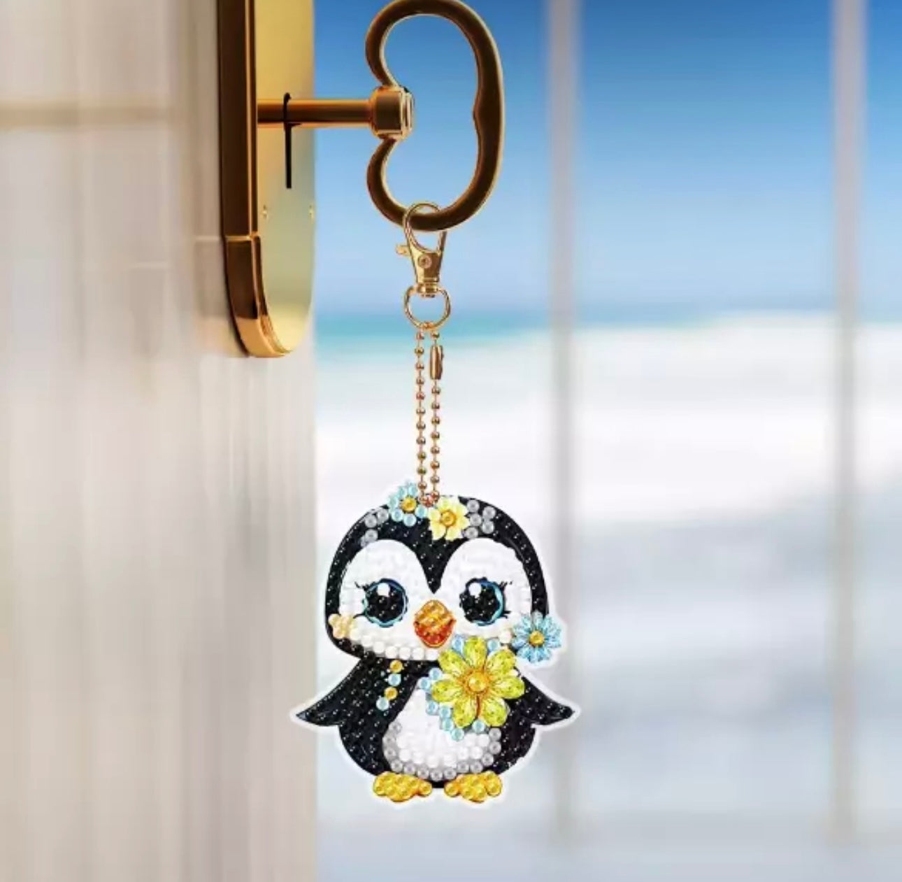 8pcs Penguin Diamond Art Keyrings