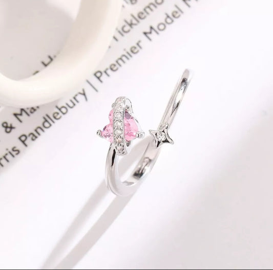 Pink Crystal Heart Ring