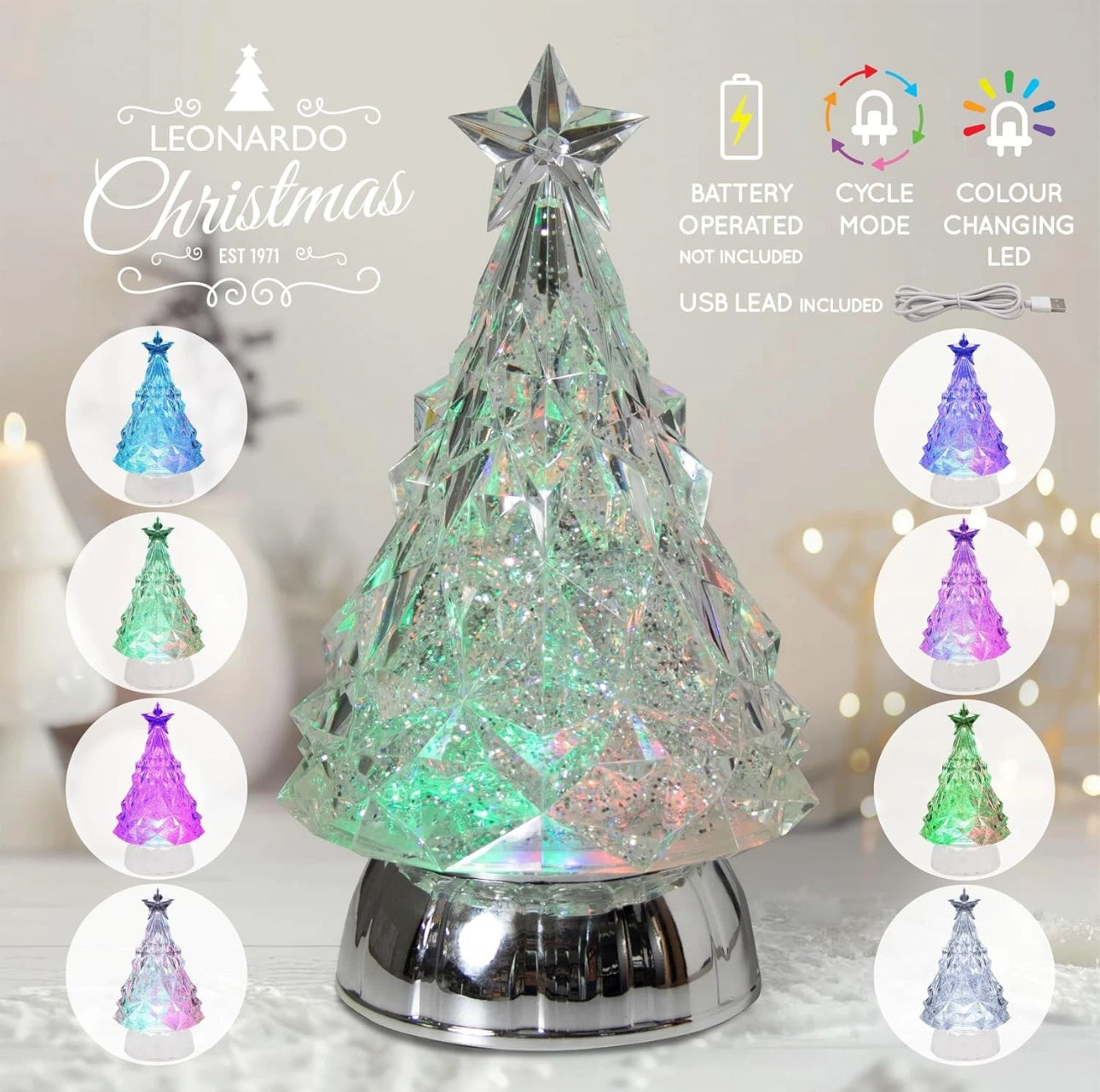 Water Swirling LED Christmas Tree Decoration