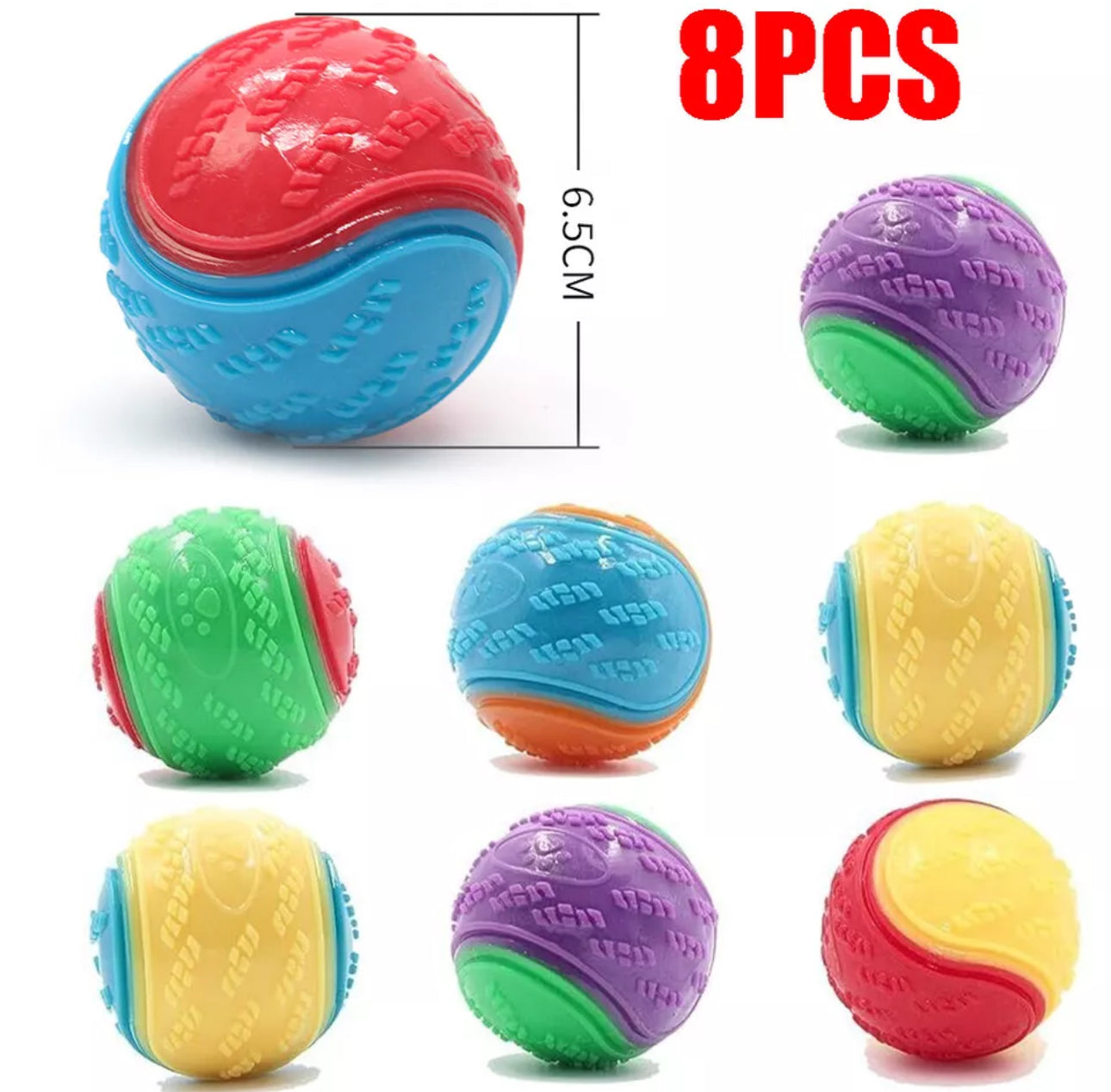 8pcs Squeaky Durable Dog Balls