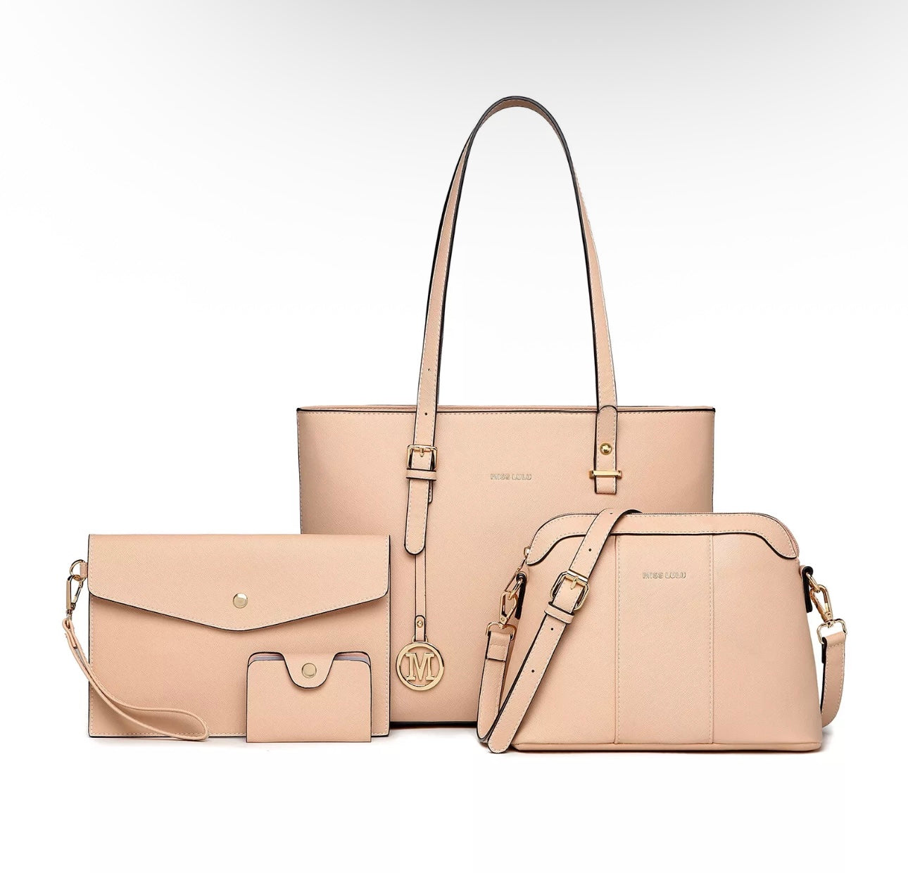 4pc Faux Leather Handbag Set