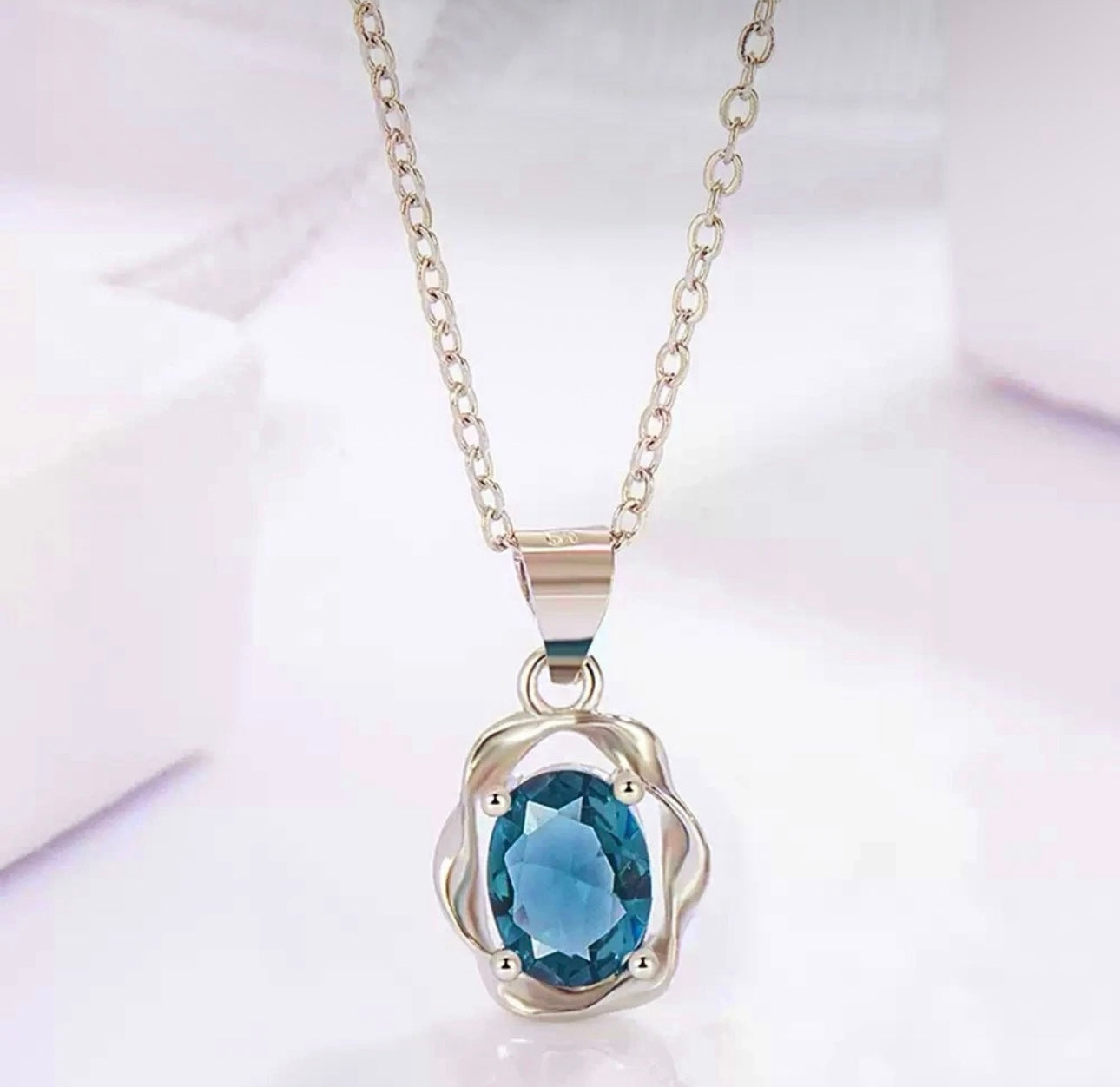 Ocean Blue Swirl Pendant and Earrings Set