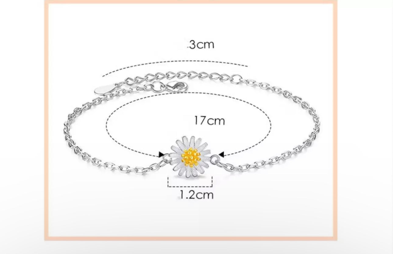 925 Sterling Silver Daisy Bracelet