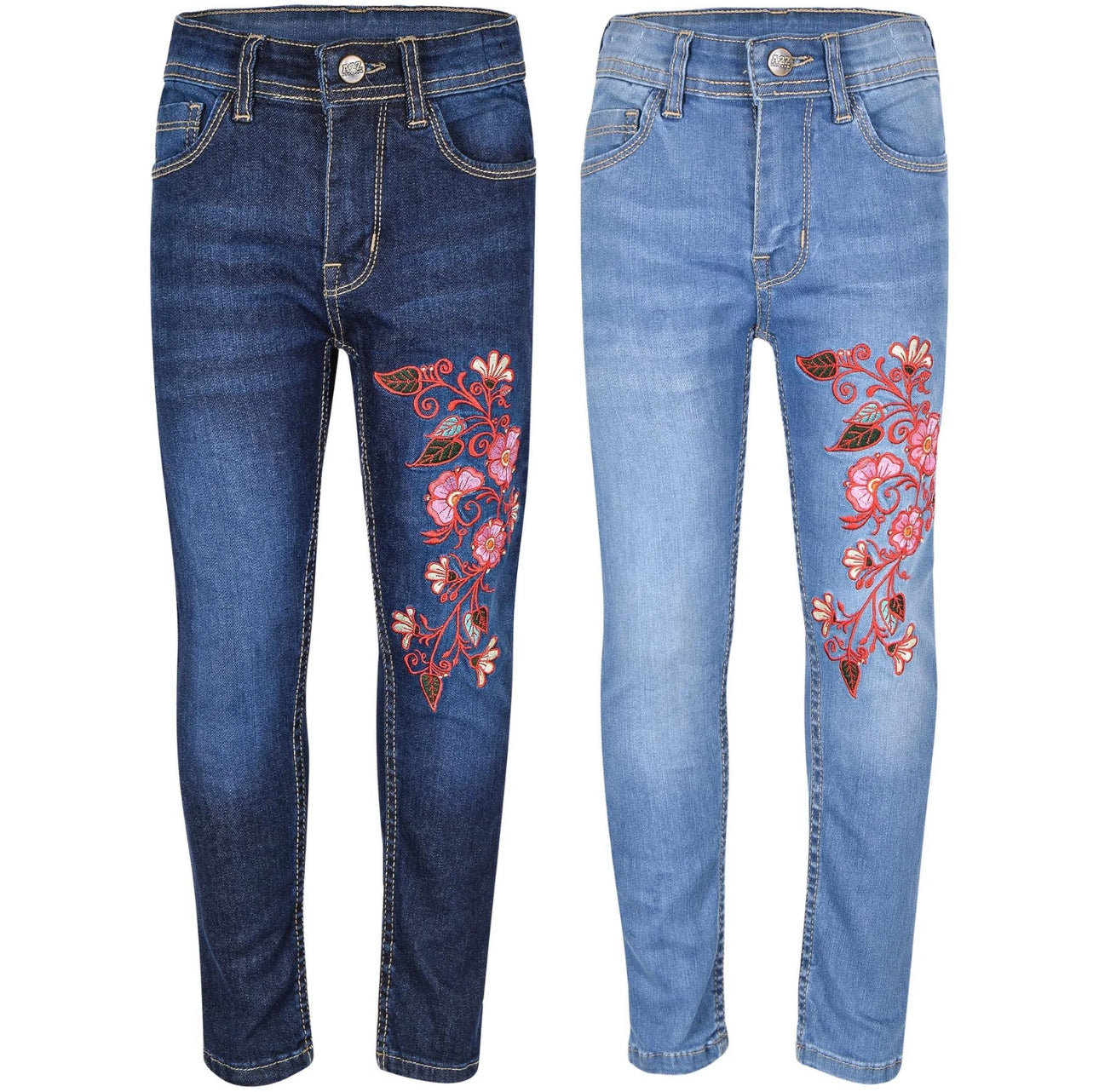 Girls Stretchy Embroidered Jeans