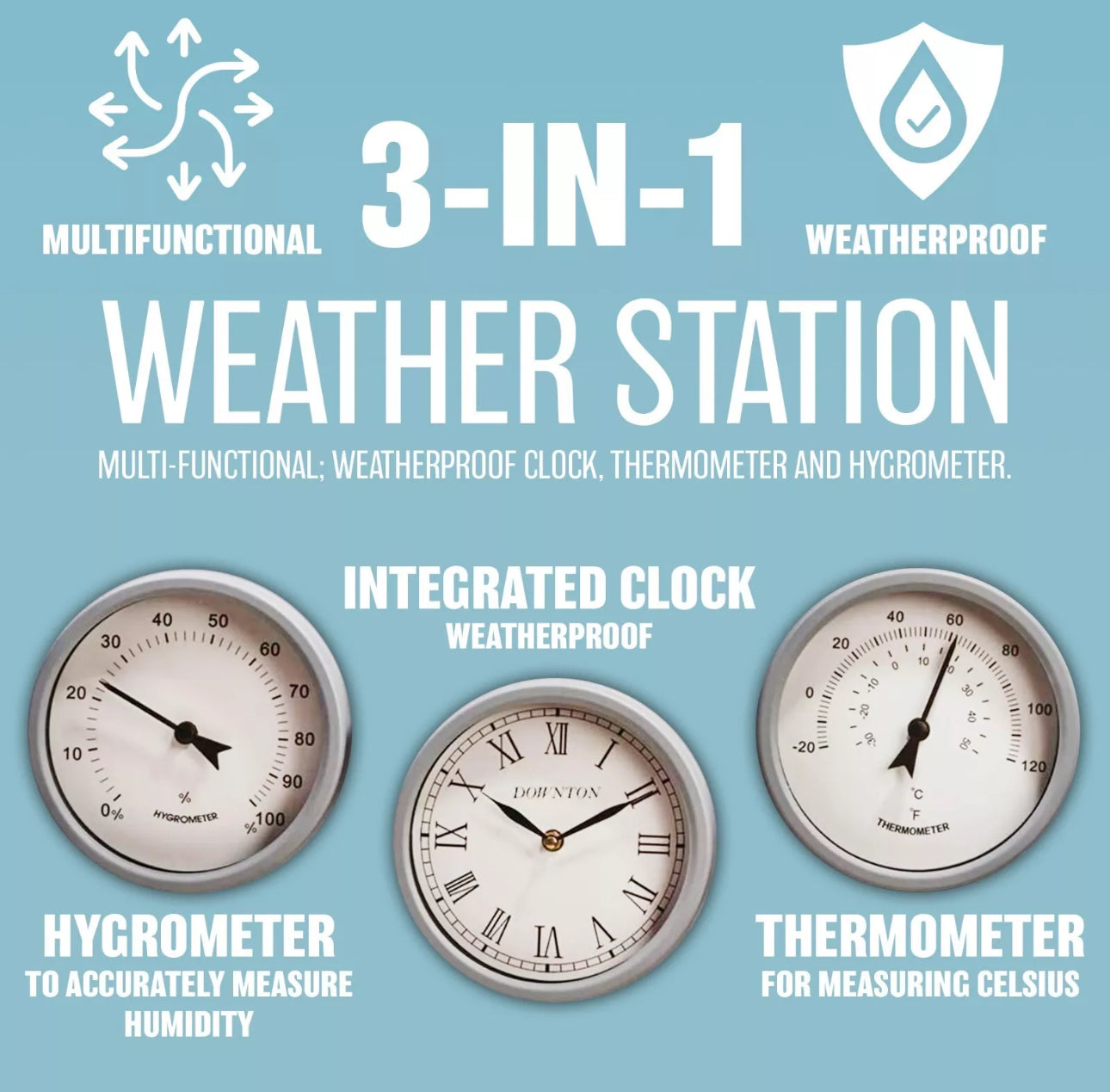 67cm Garden Wall Weather Station Clock