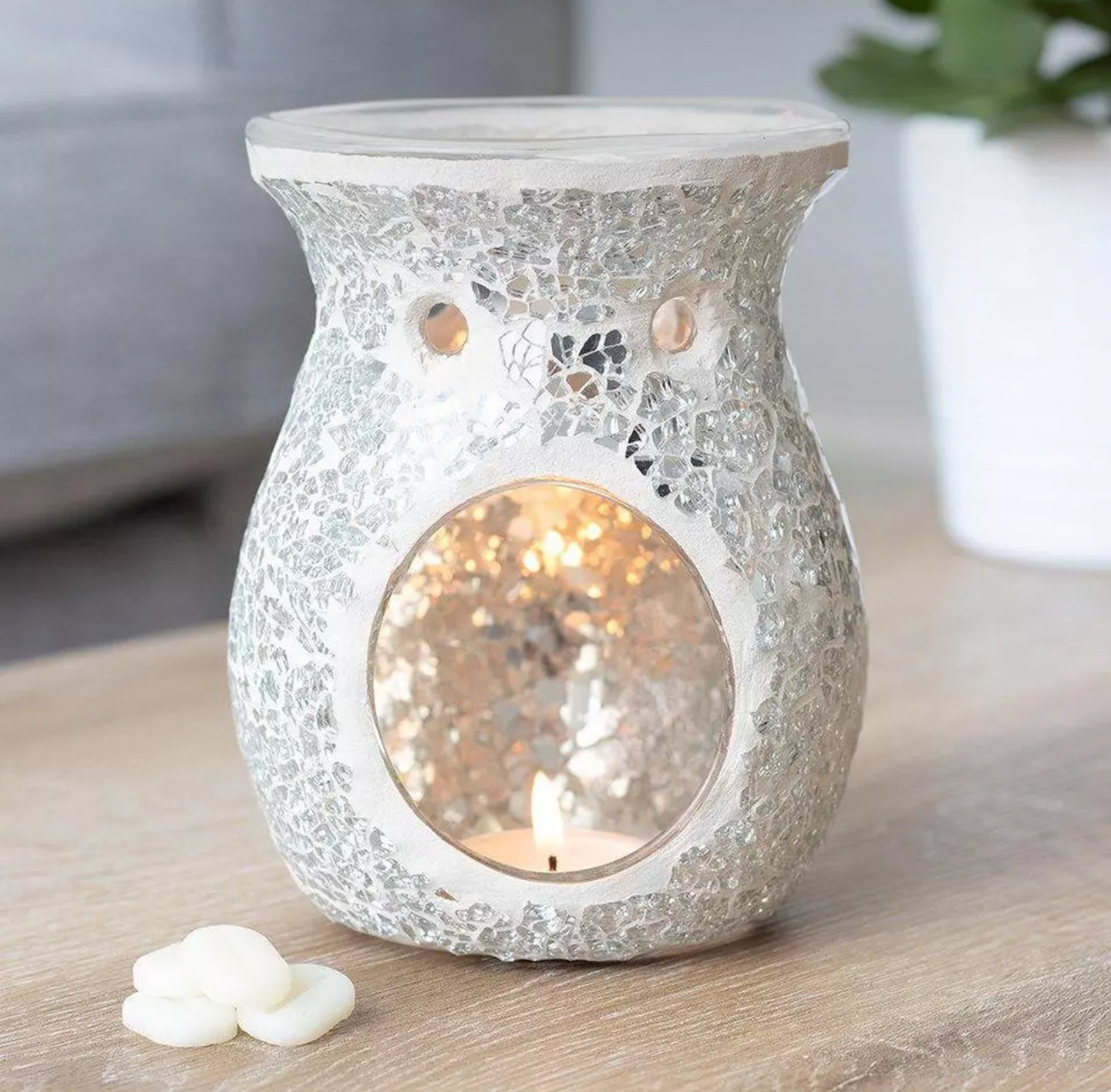 Silver Crackle Oil Burner