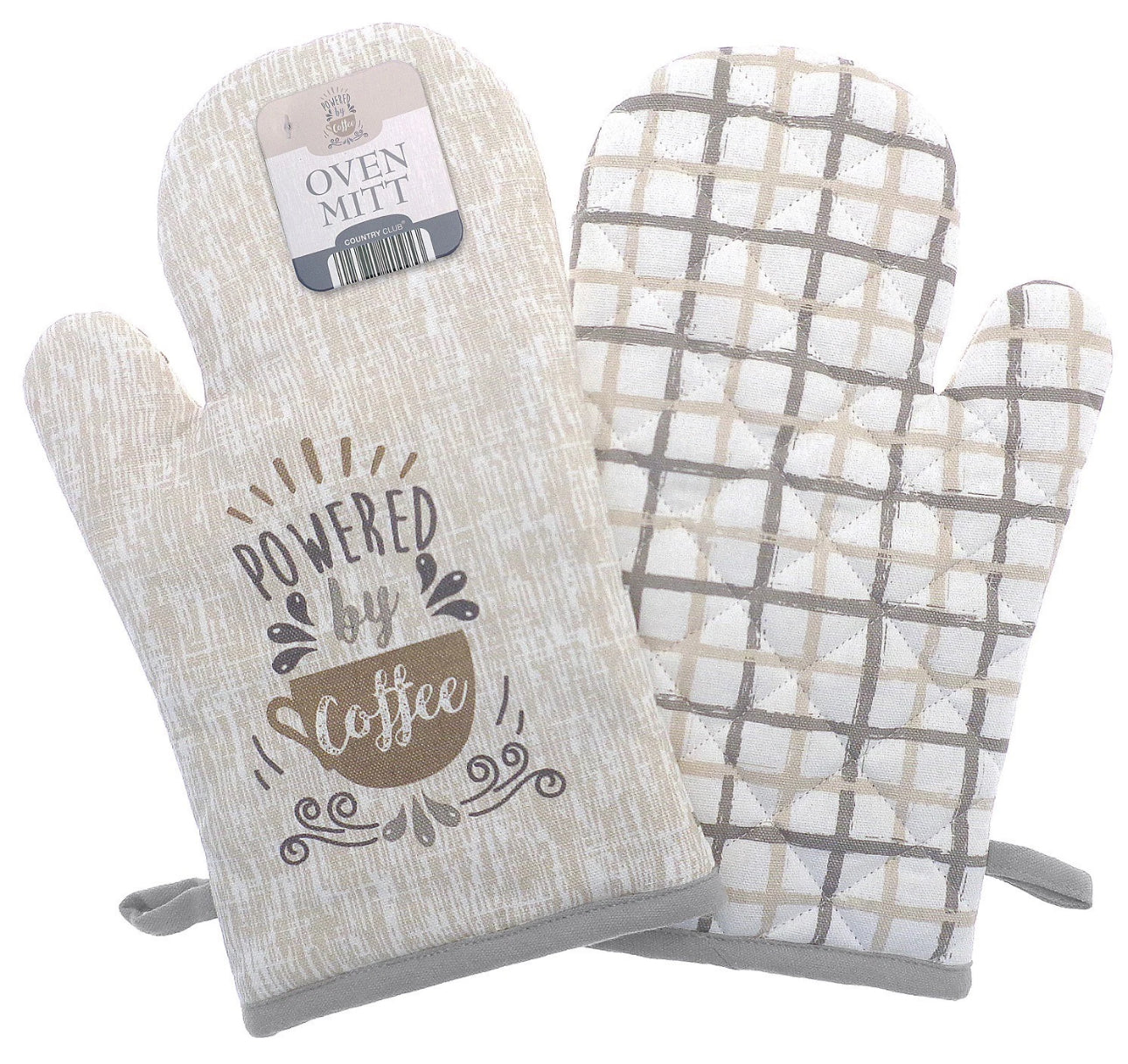 2x Single Mitt Oven Gloves (Powered By Coffee)
