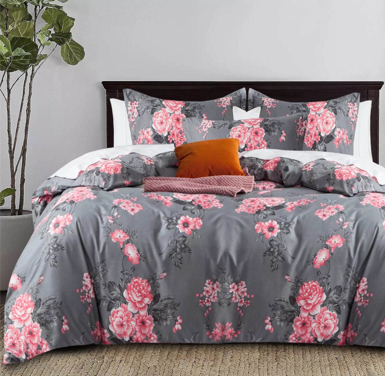 Pink Blossom Reversible Bedding Set SUPER KING